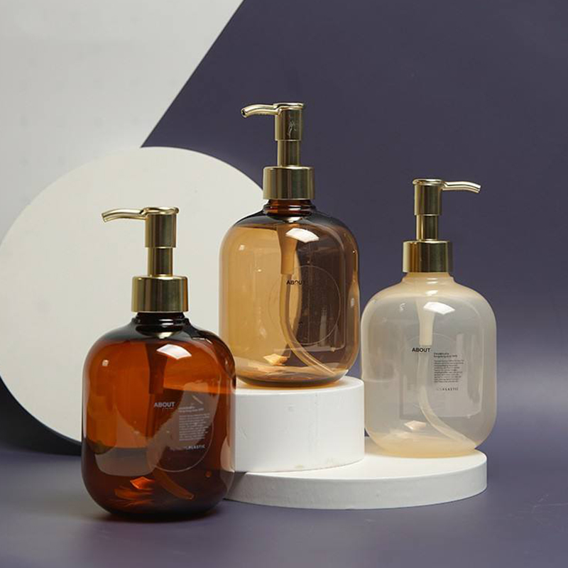 300 ml 500 ml PET muovinen meripihka pyöreä tyhjä hoitoaine Body Lotion Bottle Gold PET Lotion Pump shampoopullo 300 ml 500 ml PET muovinen meripihka pyöreä tyhjä hoitoaine Body Lotion Bottle Gold PET Lotion Pump shampoopullo