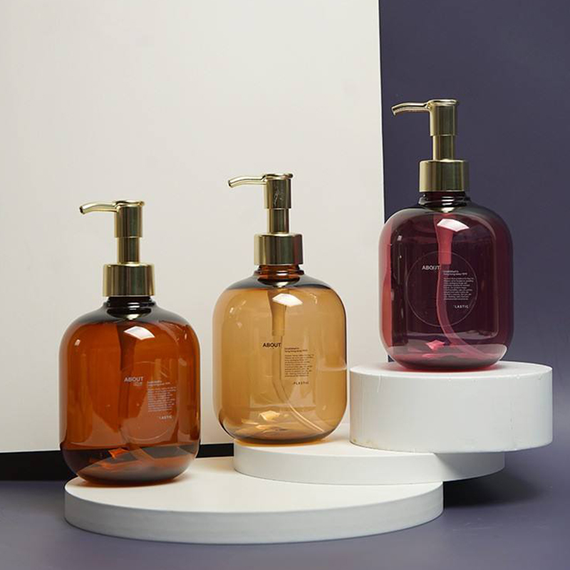 300 ml 500 ml PET muovinen meripihka pyöreä tyhjä hoitoaine Body Lotion Bottle Gold PET Lotion Pump shampoopullo 300 ml 500 ml PET muovinen meripihka pyöreä tyhjä hoitoaine Body Lotion Bottle Gold PET Lotion Pump shampoopullo