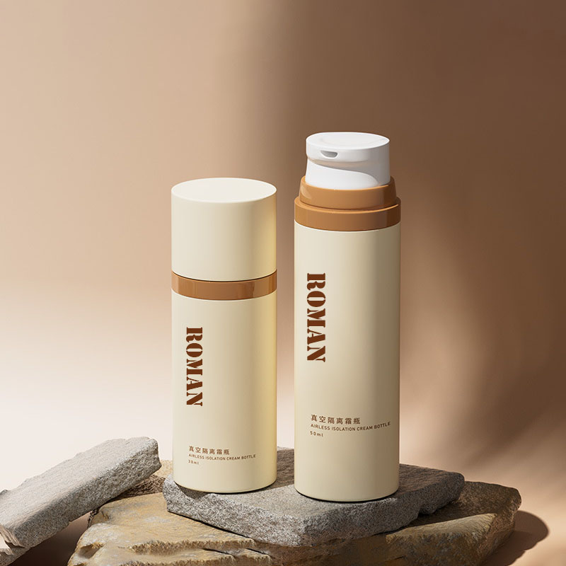 30 ml 50 ml 80 ml 100 ml beige uudelleentäytettävä ilmaton pumppupullo Travel Foundation -säiliöt Airless kosmeettinen pumppupullo kosteusemulsio- ja kasvovoidetta varten