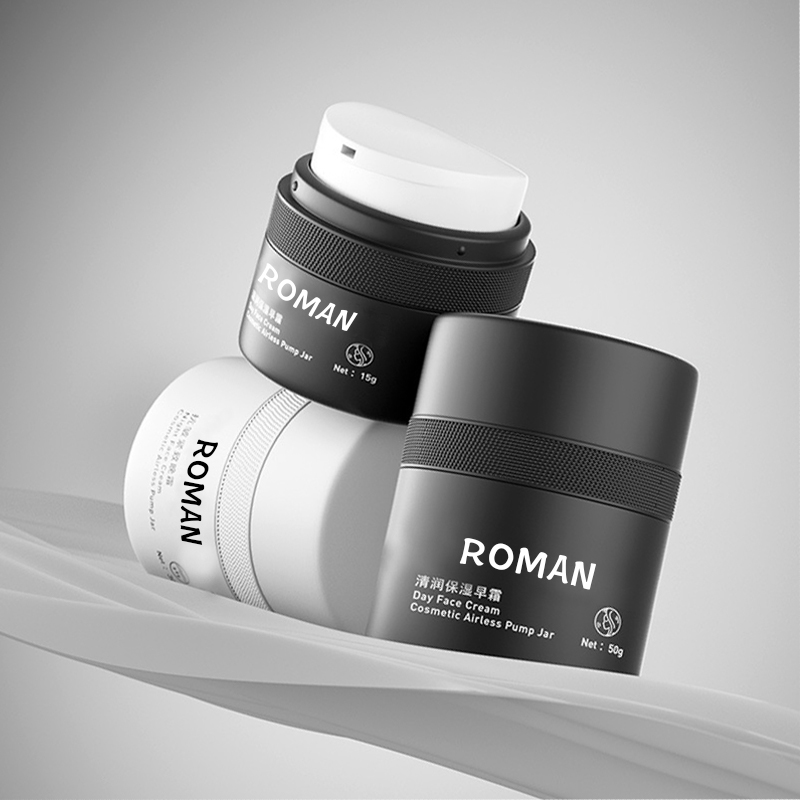 15 ml 30 ml 50 ml valkoinen musta kaksiseinäinen tyhjä PP muovinen täyttöpuristin ilmaton kosteusvoide voide seerumipullo pumpulla