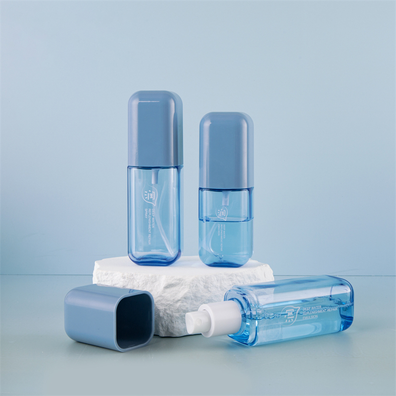 80ml 100ml 120ml paksuseinäinen PET muovinen sininen kosmeettinen kosteussuihke rauhoittava kosteuttava pullo 80ml 100ml 120ml paksuseinäinen PET muovinen sininen kosmeettinen kosteussuihke rauhoittava kosteuttava pullo