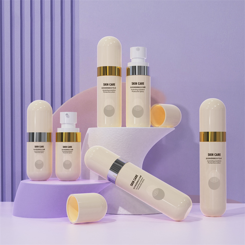 Beige muovipullo 40 ml 60 ml 80 ml pullo alkoholisuihkesäiliöt ihonhoitoon Hiussumu jatkuva aurinkosuihkepullo