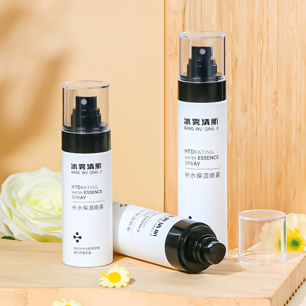 Valkoinen paksuseinäinen 80 ml 100 ml 120 ml 150 ml PET muovinen tyhjä Body Fine Mist -suihkepullo hajusteiden kosteusvoidevedelle