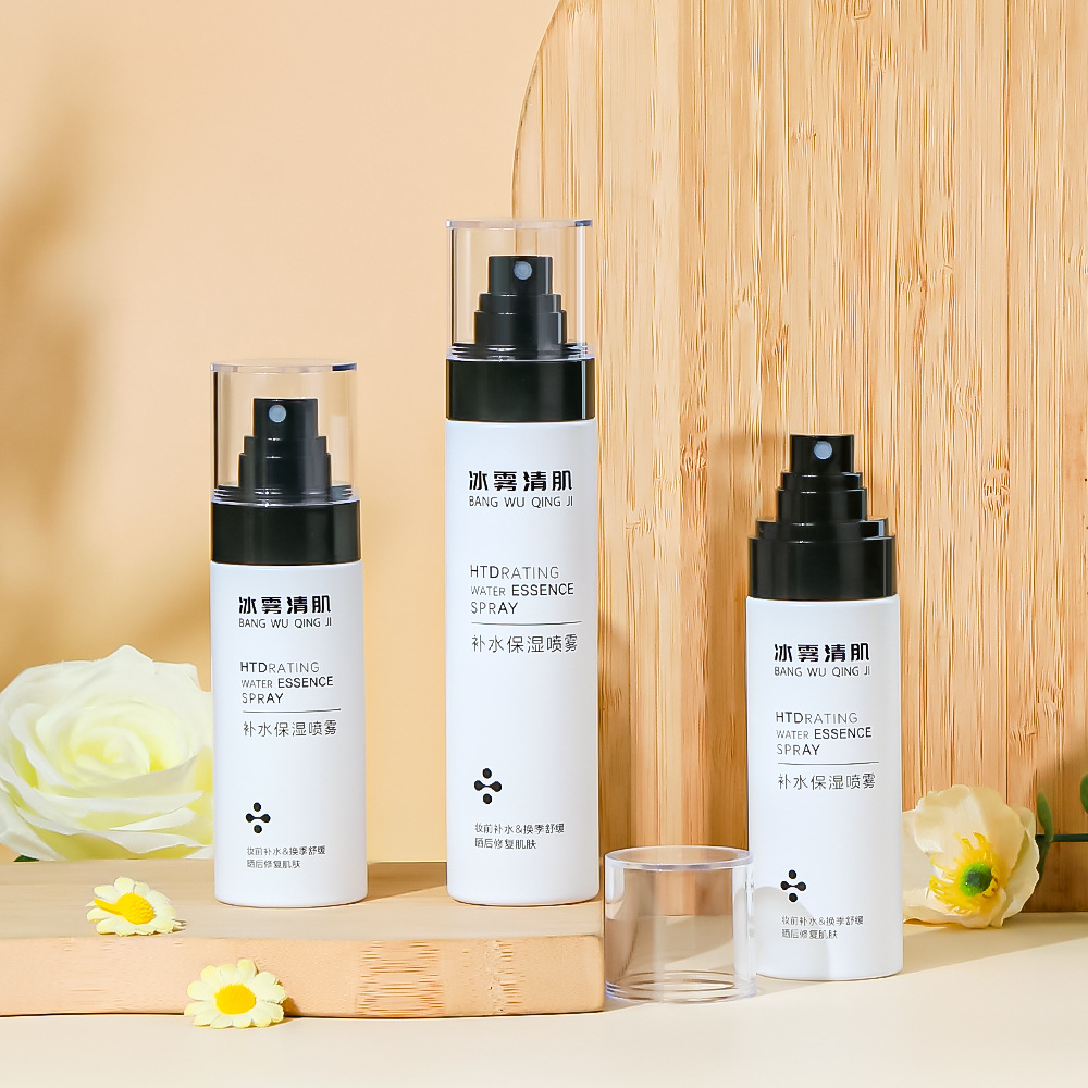 Valkoinen paksuseinäinen 80 ml 100 ml 120 ml 150 ml PET muovinen tyhjä Body Fine Mist -suihkepullo hajusteiden kosteusvoidevedelle