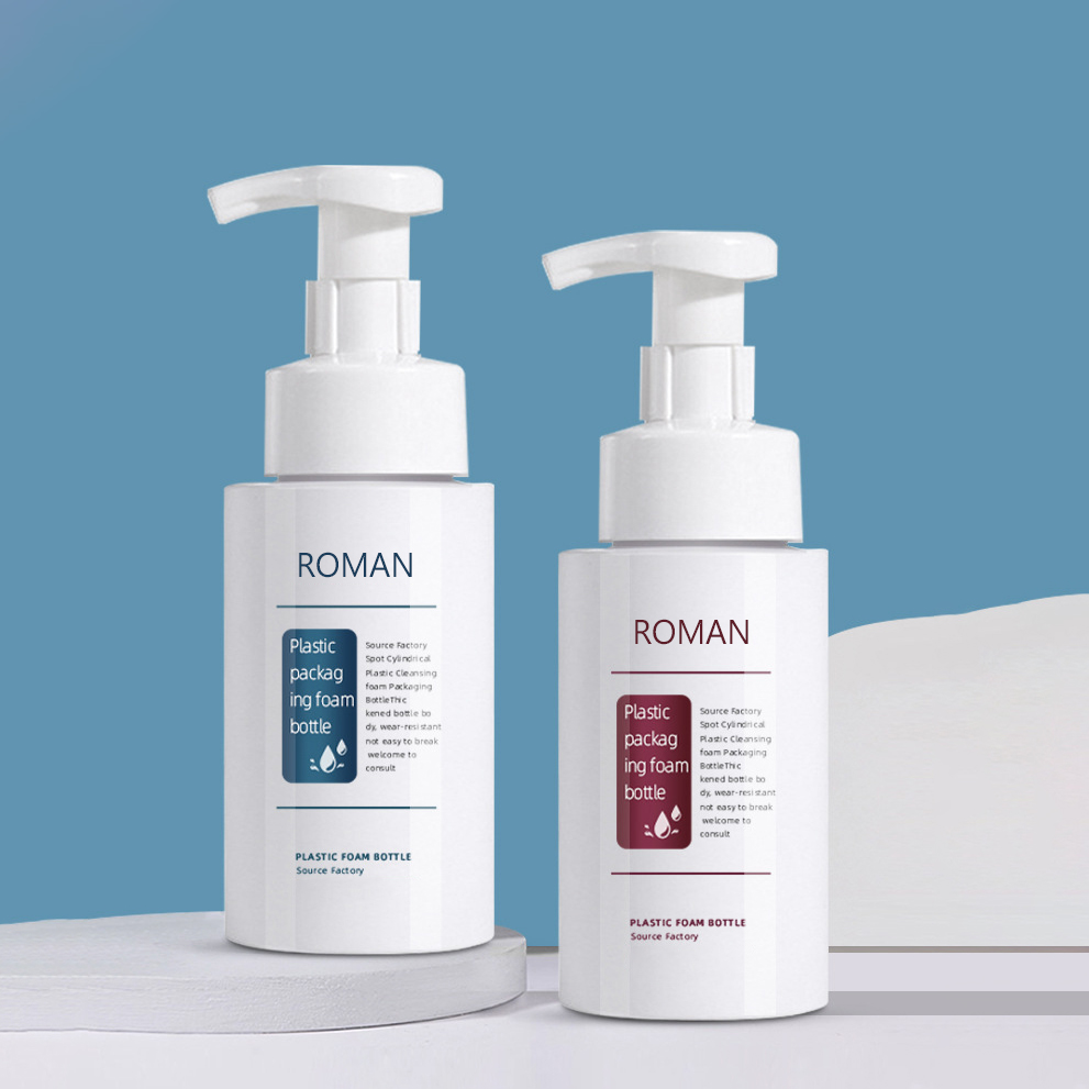 Muovinen söpö pyöreä käsienpuhdistusaine puhdistusvaahtopumppupullo 200 ml 300 ml 500 ml koot kasvojenpuhdistusshampoopakkauksiin