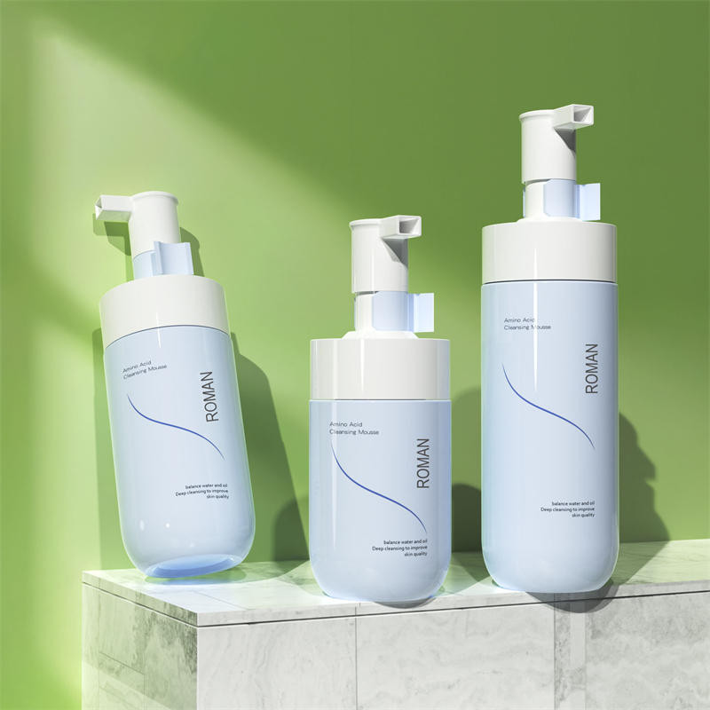 Private Label Facial Whitening Foamer Gentle Cleansing Mousse Bubble Cleanser Sininen PET vaahtopumppupullo 150ml 200ml 300ml Private Label Facial Whitening Foamer Gentle Cleansing Mousse Bubble Cleanser Sininen PET vaahtopumppupullo 150ml 200ml 300ml