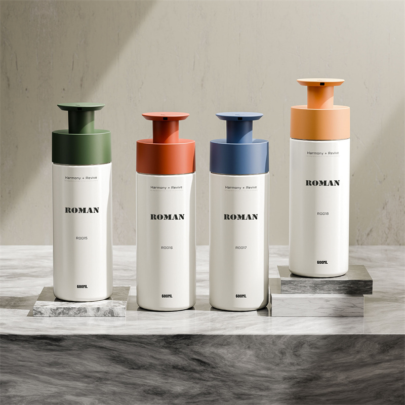 200 ml 300 ml 400 ml 600 ml muoviset pyöreät pumppupullot shampoon vartalopesuun nestemäinen käsisaippua suihkugeelipakkaus