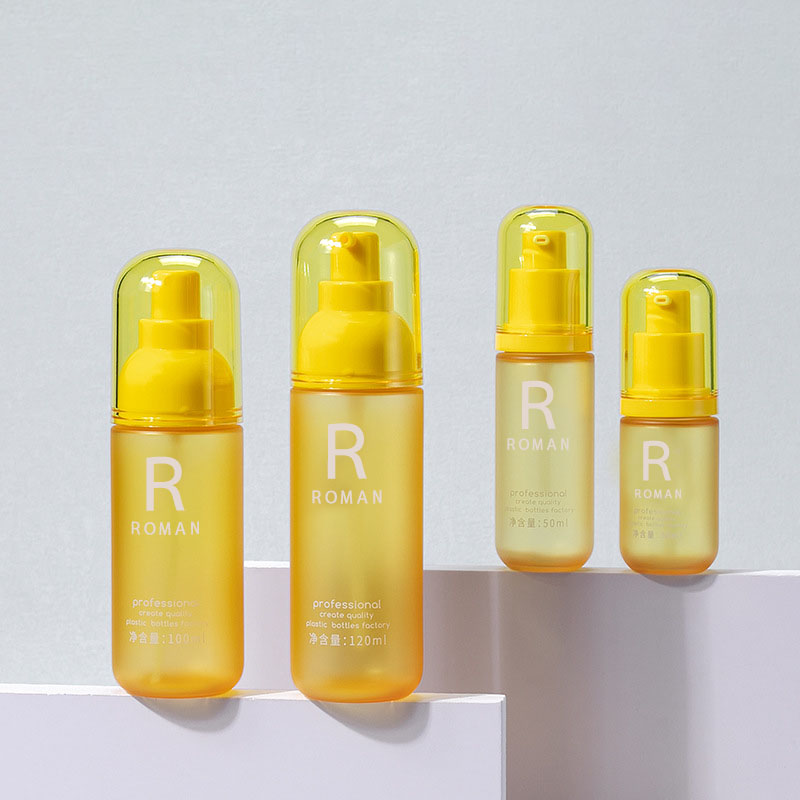 30 ml 50 ml 100 ml 120 ml lemmikkieläinten keltainen meikinpoistopullo kasvopesuainepullo, pyöreäpuristettu vartalovoidepullo 3,5 unssia muovivoidepullo