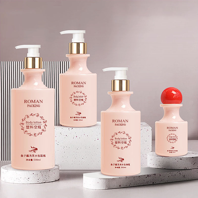 Huippuluokan kaareva kaula huurrettu muovinen kasvojen pesuvesipullo ihonhoitoainepulloon 100 ml 200 ml 300 ml 500 ml pallokorkilla