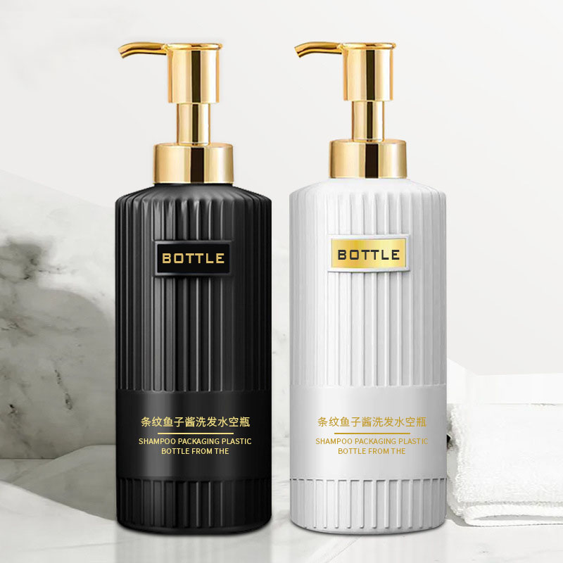 Muovinen henkilökohtaisen hygienian pullosarja 300 ml 400 ml 500 ml hiustenhoitovoidetta naamiopullo, jossa logo painatus vartalopesuun