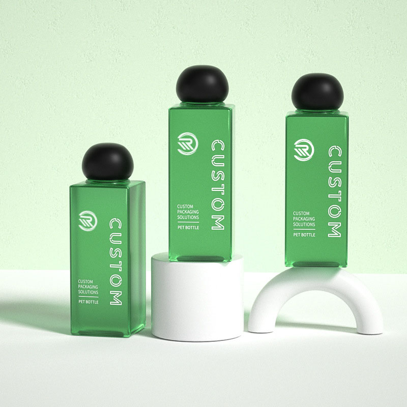 Premium Plastic Square 200 ml 250 ml kirkkaat huurretut kosmeettiset kosteusemulsiopullot ihonhoitoseerumille Premium väriainepakkaus, jossa pallon muotoinen kierrekorkki